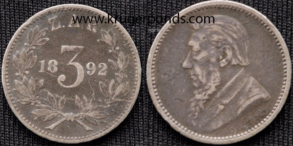 1892 ZAR Threepence