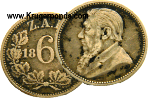 1896 ZAR Sixpence Silver