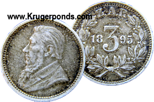 1895 ZAR Tickey 3 pence