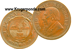 1892 ZAR 1 Penny Bronze